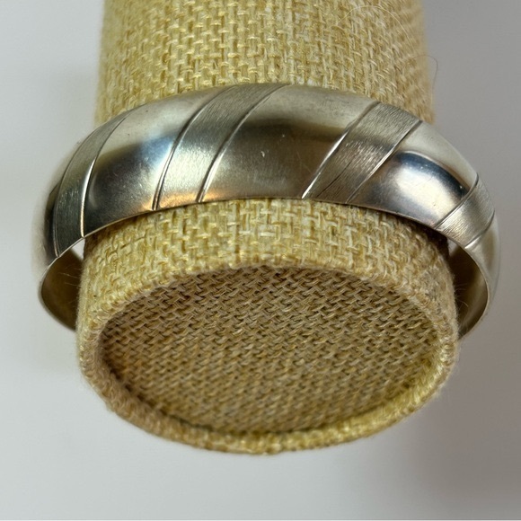 Vintage Sterling Silver Cuff Bracelet Mexico Taxco Signed TR-53 Brushed Shiny - Picture 1 of 9